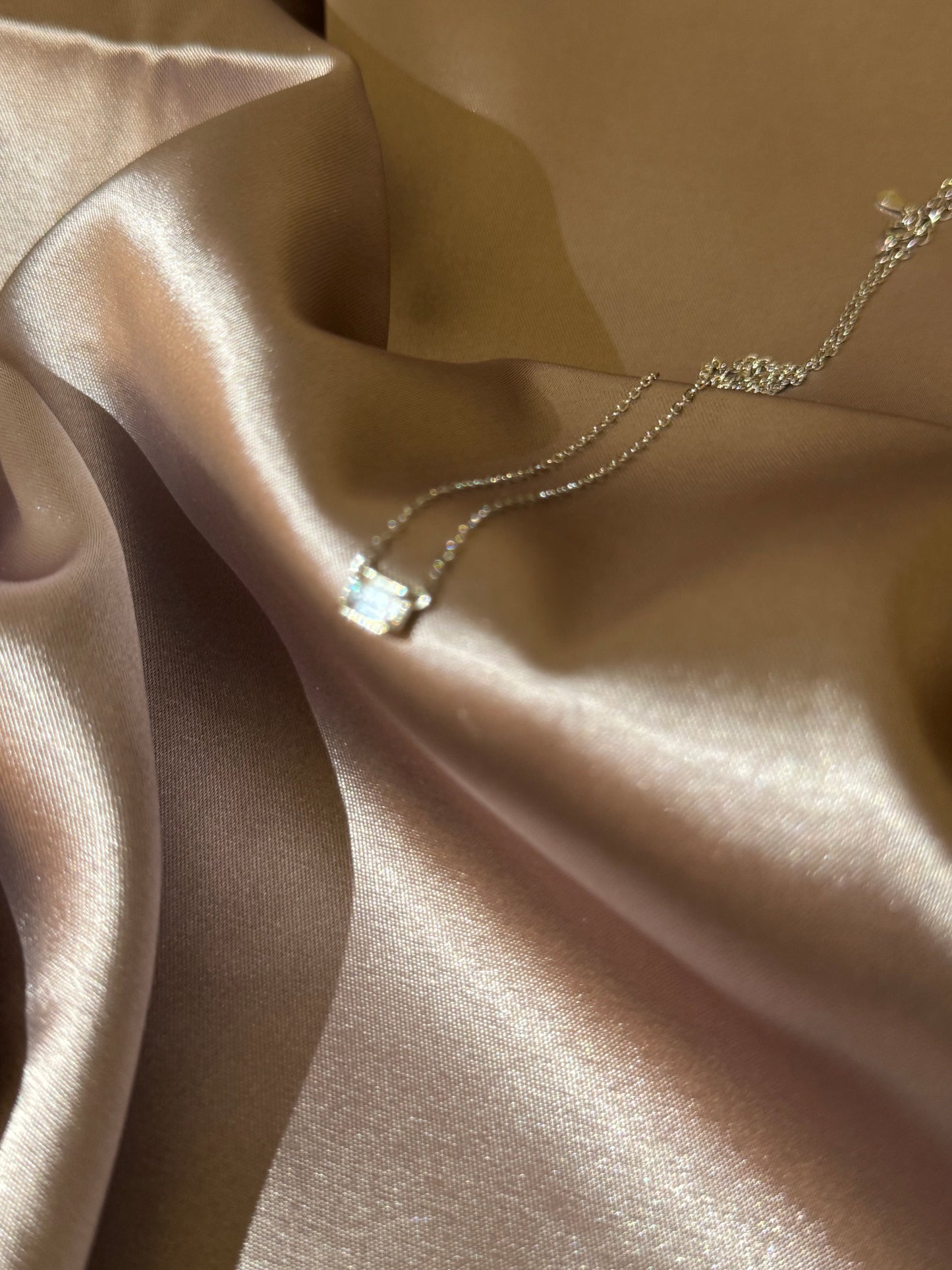 Reagan Square Pendant Necklace - Sterling Silver