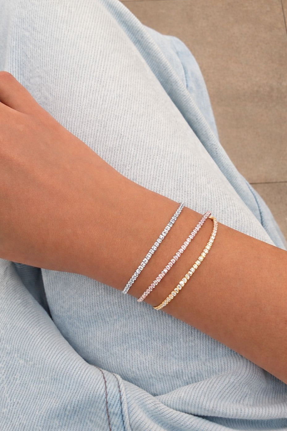 צמיד חצי טניס - ציפוי זהב