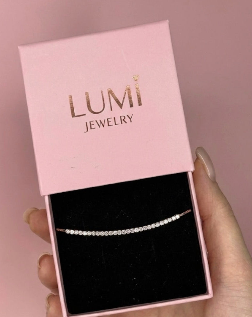 צמיד חצי טניס -רוז גולד