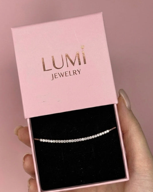 צמיד חצי טניס -רוז גולד