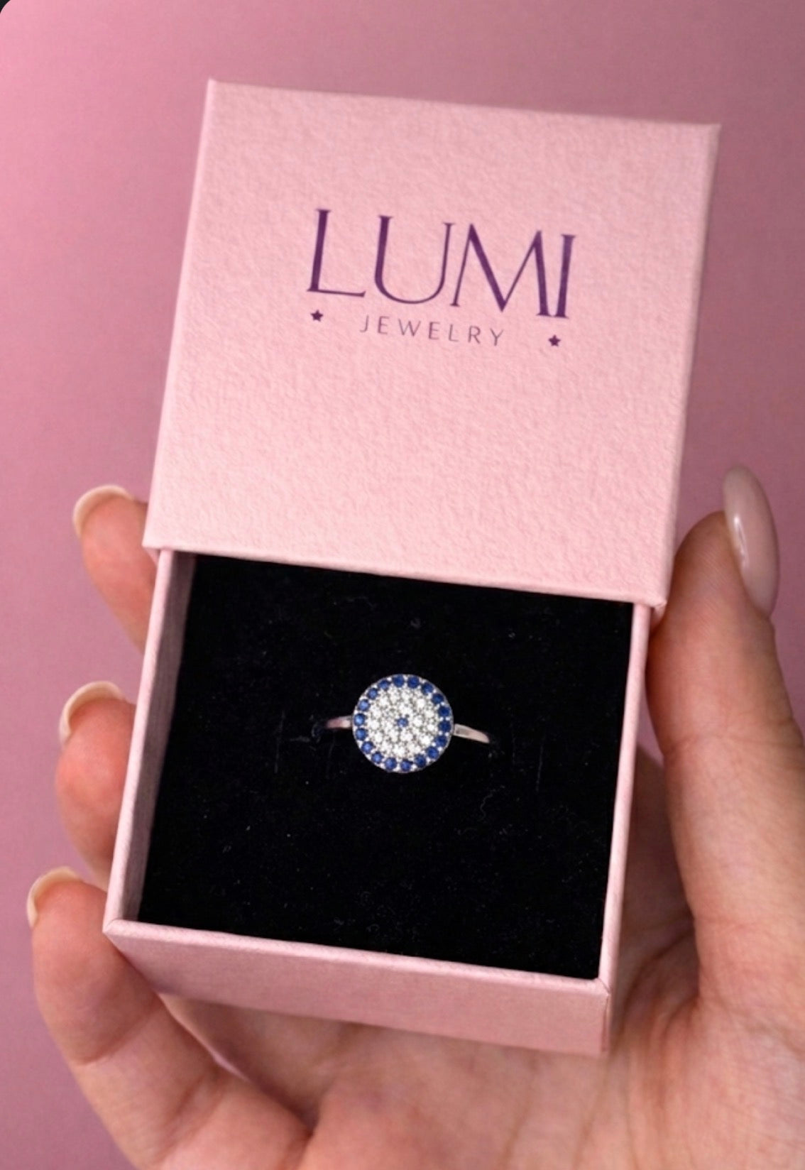 טבעת עין עגולה-כסף