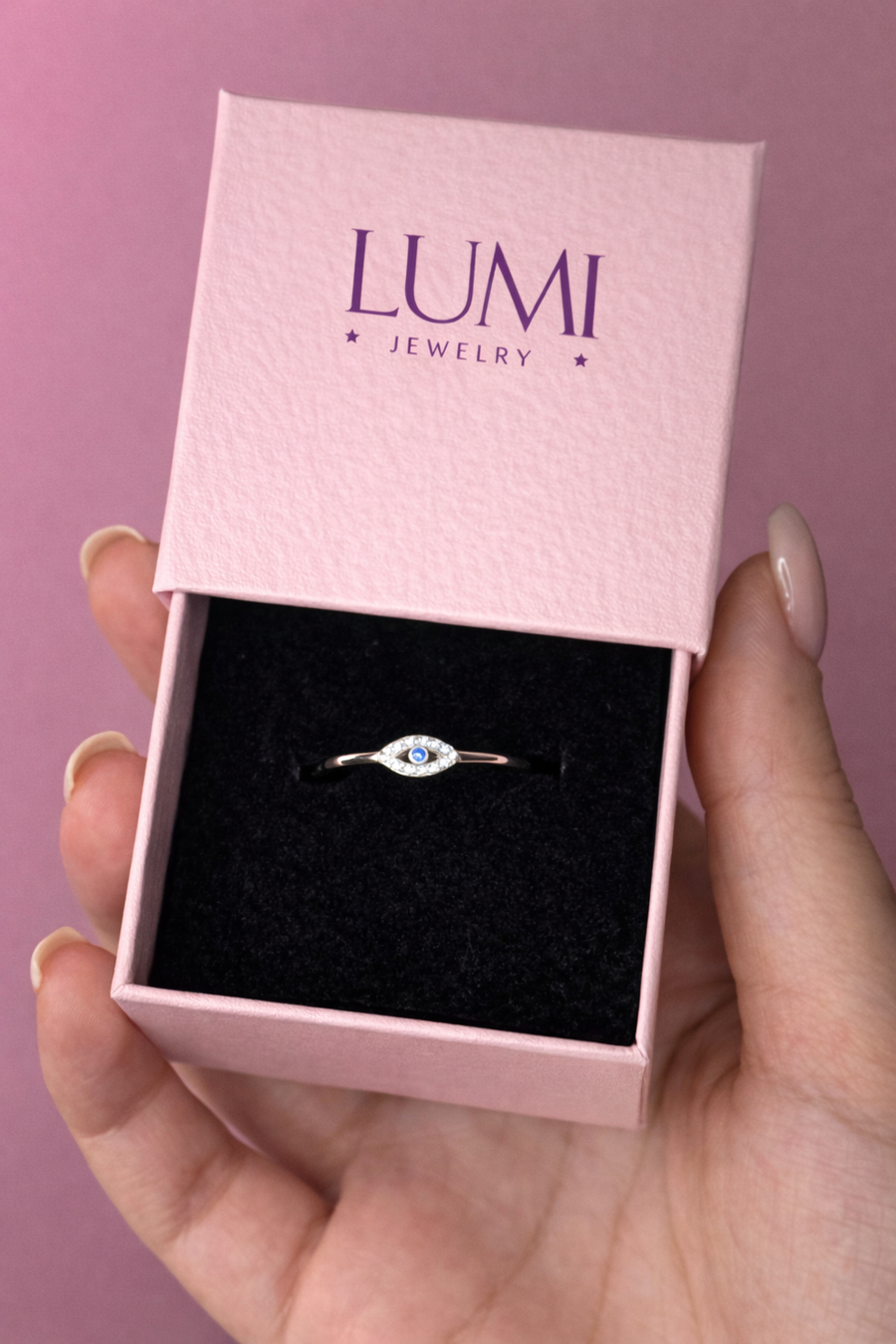 Dainty Evil Eye Ring - Sterling Silver